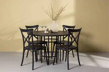 Copenhagen Spisegruppe 115 cm Rund med 4 Crosett Stoler - Sort - Møbler - Bord - Spisegrupper