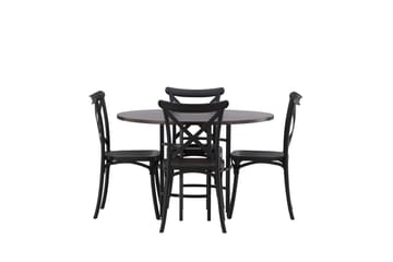 Copenhagen Spisegruppe 115 cm Rund med 4 Crosett Stoler - Sort - Møbler - Bord - Spisegrupper