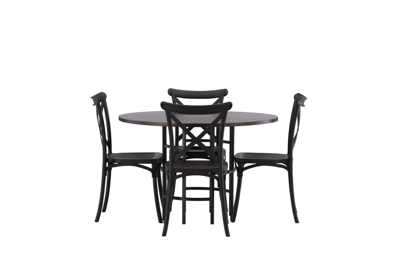 Copenhagen Spisegruppe 115 cm Rund med 4 Crosett Stoler - Sort - Møbler - Bord - Spisegrupper
