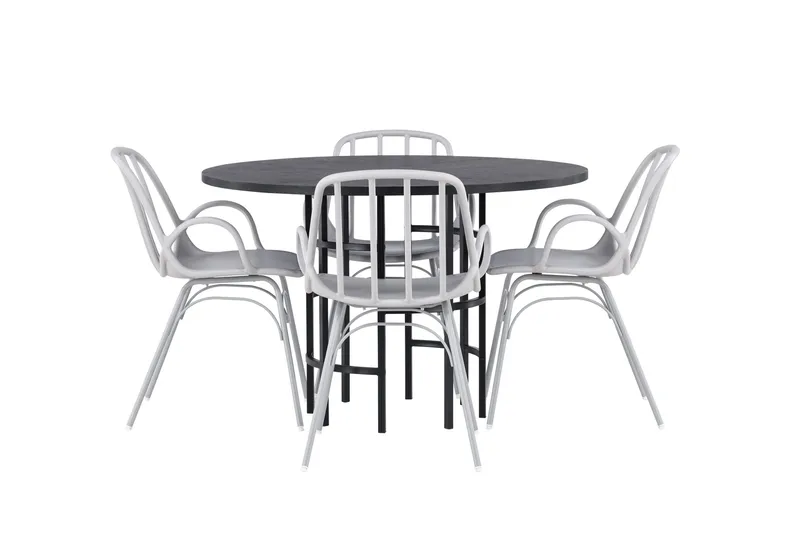 Copenhagen Spisegruppe 115 cm Rund med 4 Dyrön Stoler - Sort - Møbler - Bord - Spisegrupper