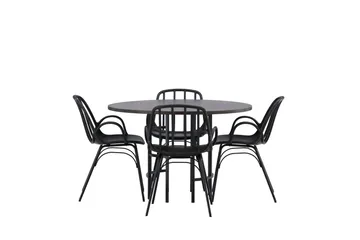 Copenhagen Spisegruppe 115 cm Rund med 4 Dyrön Stoler - Sort - Møbler - Bord - Spisegrupper