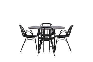 Copenhagen Spisegruppe 115 cm Rund med 4 Dyrön Stoler - Sort - Møbler - Bord - Spisegrupper