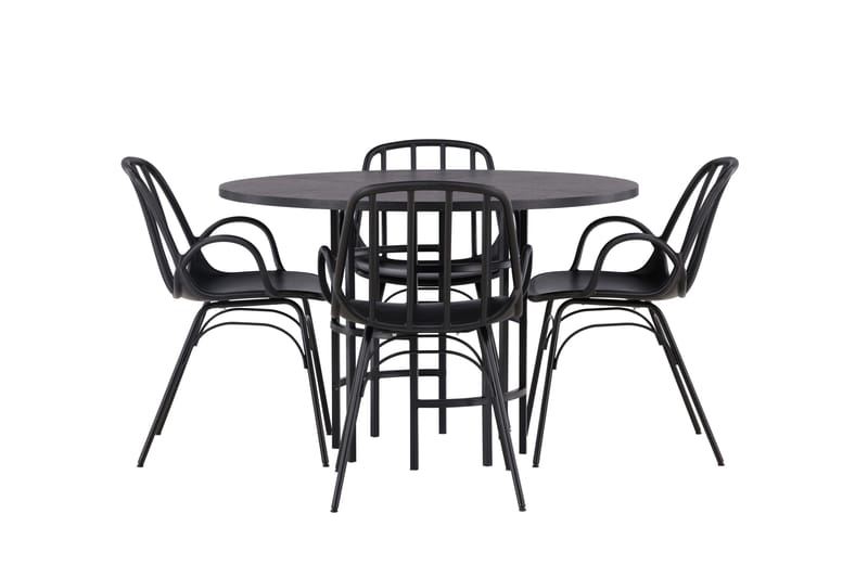 Copenhagen Spisegruppe 115 cm Rund med 4 Dyrön Stoler - Sort - Møbler - Bord - Spisegrupper