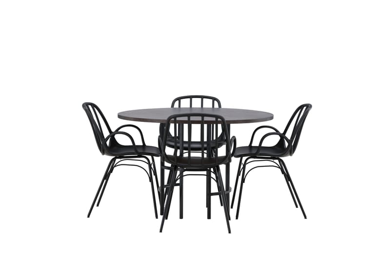 Copenhagen Spisegruppe 115 cm Rund med 4 Dyrön Stoler - Sort - M øbler - Bord - Spisegrupper