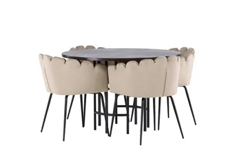 Copenhagen Spisegruppe 115 cm Rund med 4 Limhamn Stoler - Beige - Møbler - Bord - Spisegrupper