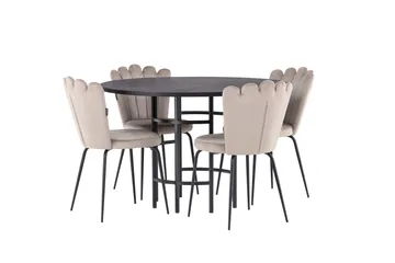 Copenhagen Spisegruppe 115 cm Rund med 4 Limhamn Stoler - Beige - Møbler - Bord - Spisegrupper