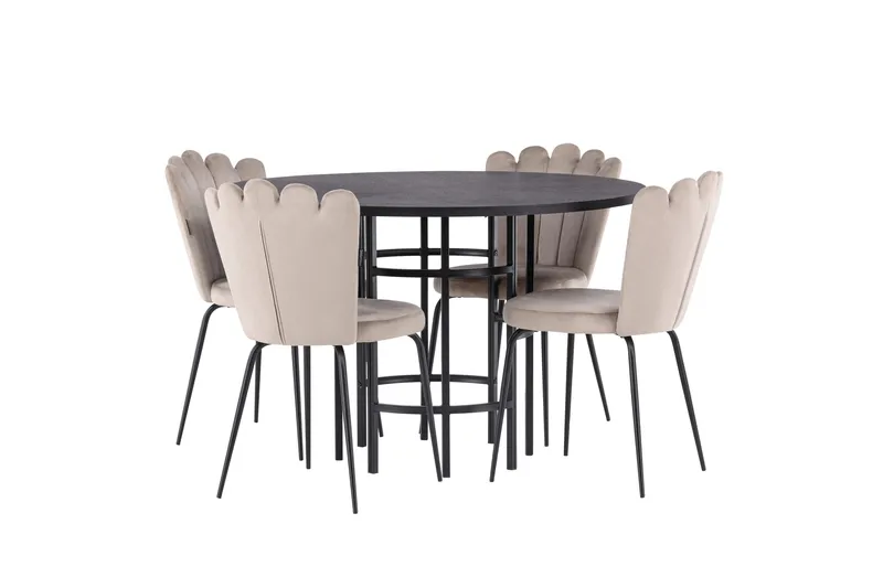 Copenhagen Spisegruppe 115 cm Rund med 4 Limhamn Stoler - Beige - Møbler - Bord - Spisegrupper