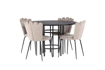 Copenhagen Spisegruppe 115 cm Rund med 4 Limhamn Stoler - Beige - Møbler - Bord - Spisegrupper