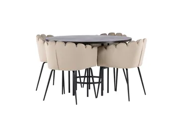 Copenhagen Spisegruppe 115 cm Rund med 4 Limhamn Stoler - Beige - Møbler - Bord - Spisegrupper