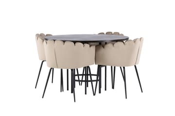 Copenhagen Spisegruppe 115 cm Rund med 4 Limhamn Stoler - Beige - Møbler - Bord - Spisegrupper