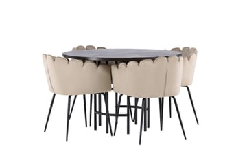 Copenhagen Spisegruppe 115 cm Rund med 4 Limhamn Stoler - Beige - Møbler - Bord - Spisegrupper