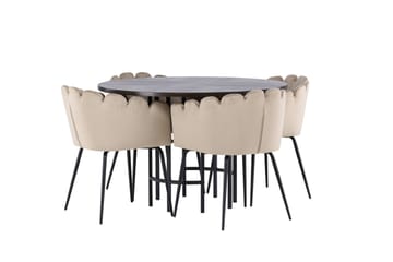 Copenhagen Spisegruppe 115 cm Rund med 4 Limhamn Stoler - Beige - Møbler - Bord - Spisegrupper