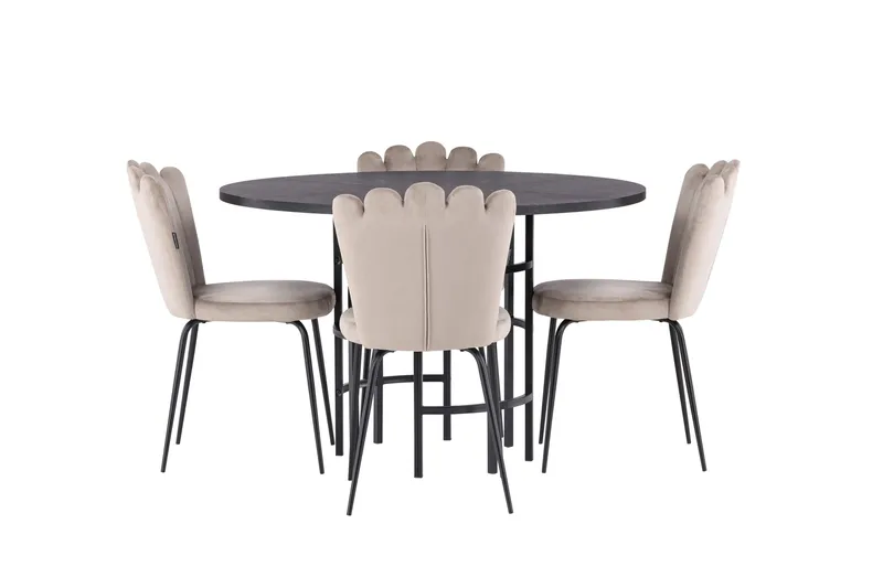 Copenhagen Spisegruppe 115 cm Rund med 4 Limhamn Stoler - Beige - Møbler - Bord - Spisegrupper