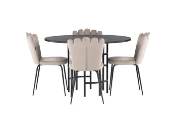 Copenhagen Spisegruppe 115 cm Rund med 4 Limhamn Stoler - Beige - Møbler - Bord - Spisegrupper