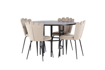 Copenhagen Spisegruppe 115 cm Rund med 4 Limhamn Stoler - Beige - Møbler - Bord - Spisegrupper