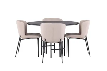 Copenhagen Spisegruppe 115 cm Rund med 4 Modesto Stoler - Sort - Møbler - Bord - Spisegrupper
