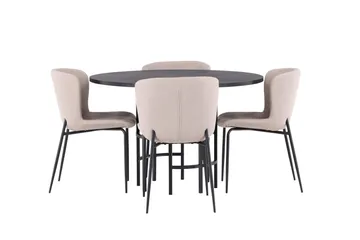 Copenhagen Spisegruppe 115 cm Rund med 4 Modesto Stoler - Sort - Møbler - Bord - Spisegrupper