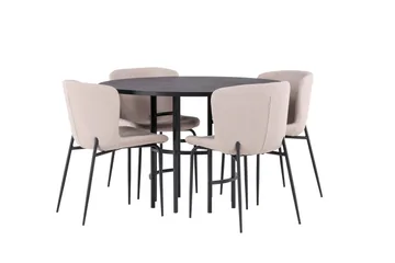 Copenhagen Spisegruppe 115 cm Rund med 4 Modesto Stoler - Sort - Møbler - Bord - Spisegrupper