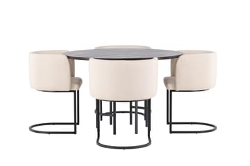 Copenhagen spisegruppe 115 cm rund med 4 Simrishman stoler - Beige - Møbler - Bord - Spisegrupper