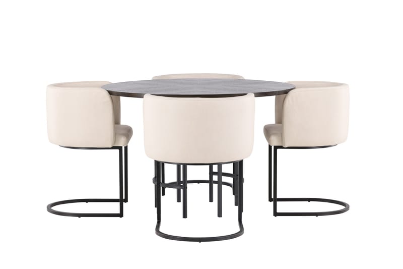 Copenhagen Spisegruppe 115 cm Rund med 4 Simrishman Stoler - Beige - Møbler - Bord - Spisegrupper