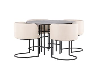 Copenhagen spisegruppe 115 cm rund med 4 Simrishman stoler - Beige - Møbler - Bord - Spisegrupper