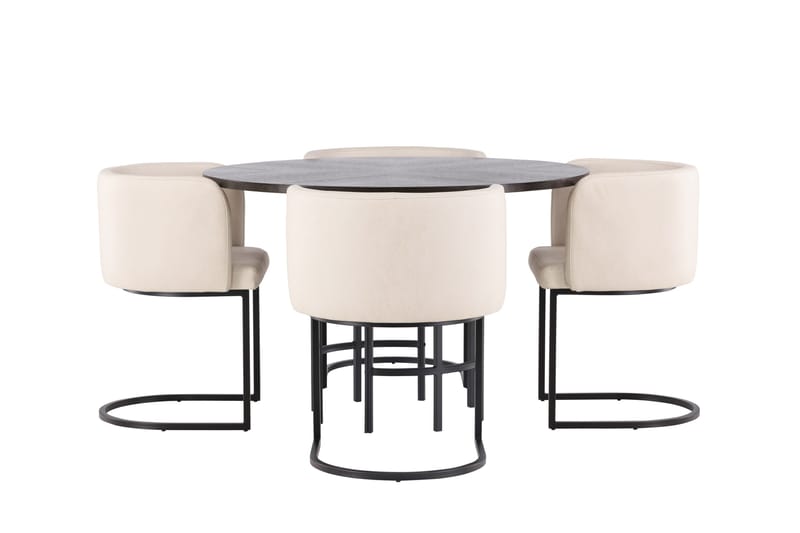 Copenhagen Spisegruppe 115 cm Rund med 4 Simrishman Stoler - Beige - Møbler - Bord - Spisegrupper