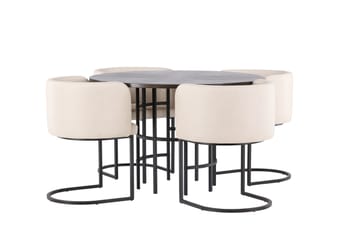 Copenhagen spisegruppe 115 cm rund med 4 Simrishman stoler - Beige - Møbler - Bord - Spisegrupper