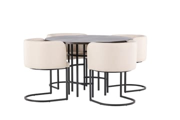 Copenhagen spisegruppe 115 cm rund med 4 Simrishman stoler - Beige - Møbler - Bord - Spisegrupper