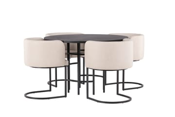 Copenhagen Spisegruppe 115 cm Rund med 4 Simrishman Stoler - Beige - Møbler - Bord - Spisegrupper