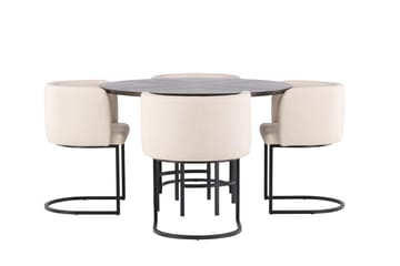 Copenhagen spisegruppe 115 cm rund med 4 Simrishman stoler - Beige - Møbler - Bord - Spisegrupper