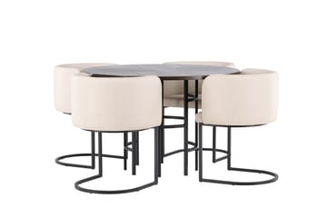 Copenhagen spisegruppe 115 cm rund med 4 Simrishman stoler - Beige - Møbler - Bord - Spisegrupper