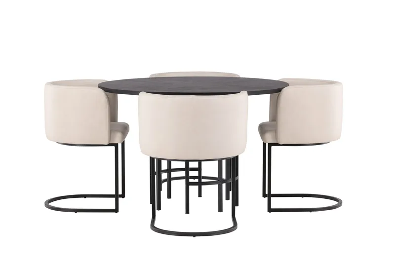 Copenhagen Spisegruppe 115 cm Rund med 4 Simrishman Stoler - Beige - Møbler - Bord - Spisegrupper