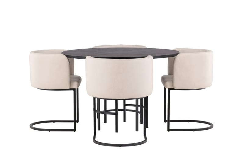 Copenhagen Spisegruppe 115 cm Rund med 4 Simrishman Stoler - Beige - Møbler - Bord - Spisegrupper