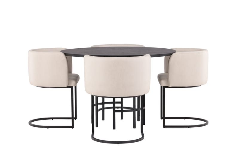 Copenhagen Spisegruppe 115 cm Rund med 4 Simrishman Stoler - Beige - Møbler - Bord - Spisegrupper