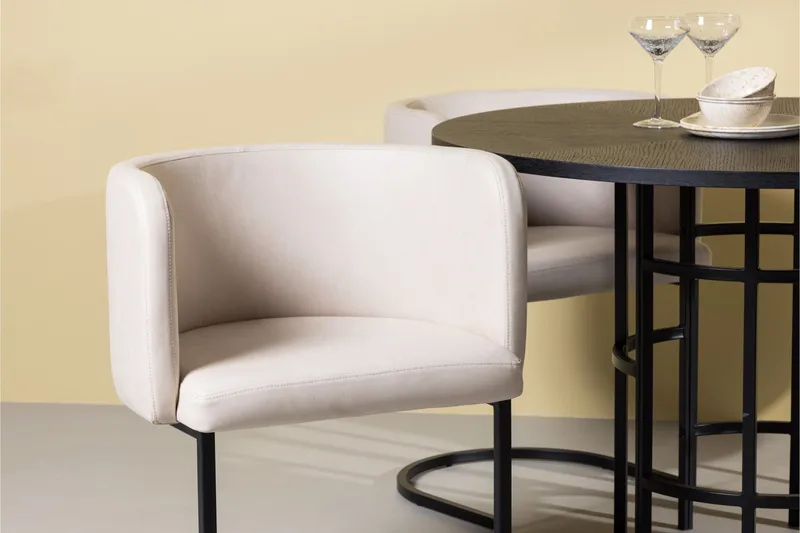 Copenhagen Spisegruppe 115 cm Rund med 4 Simrishman Stoler - Beige - Møbler - Bord - Spisegrupper