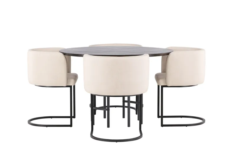 Copenhagen Spisegruppe 115 cm Rund med 4 Simrishman Stoler, Beige