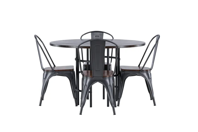Copenhagen spisegruppe 115 cm rund med 4 Tempe stoler, Mokka