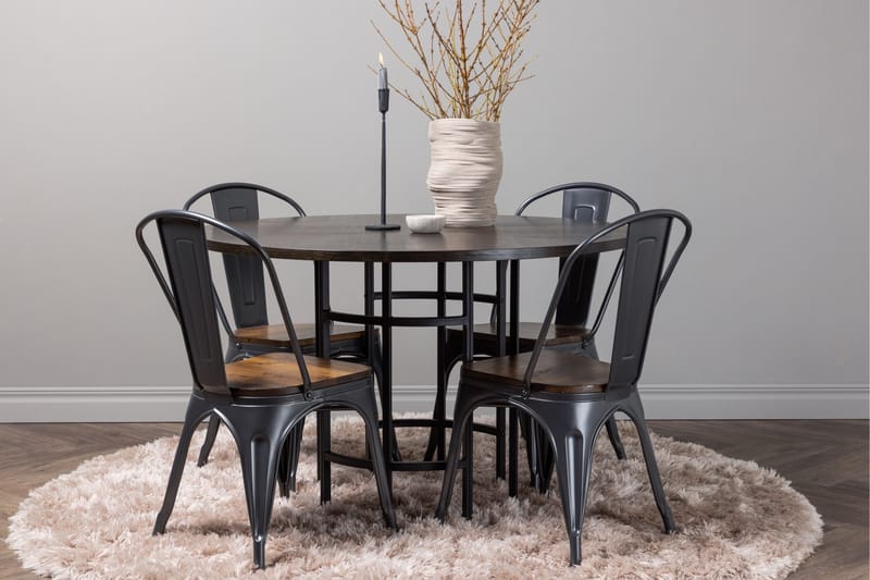 Copenhagen spisegruppe 115 cm rund med 4 Tempe stoler - Mokka - Møbler - Bord - Spisegrupper