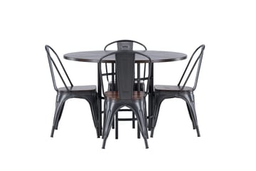 Copenhagen spisegruppe 115 cm rund med 4 Tempe stoler - Mokka - Møbler - Bord - Spisegrupper