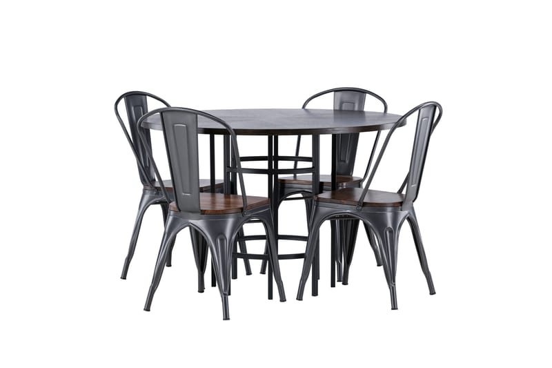 Copenhagen spisegruppe 115 cm rund med 4 Tempe stoler - Mokka - Møbler - Bord - Spisegrupper