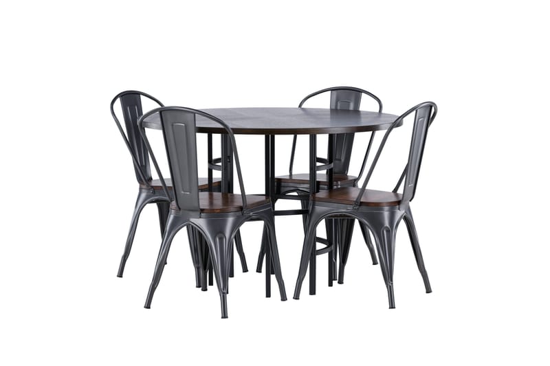 Copenhagen spisegruppe 115 cm rund med 4 Tempe stoler - Mokka - Møbler - Bord - Spisegrupper