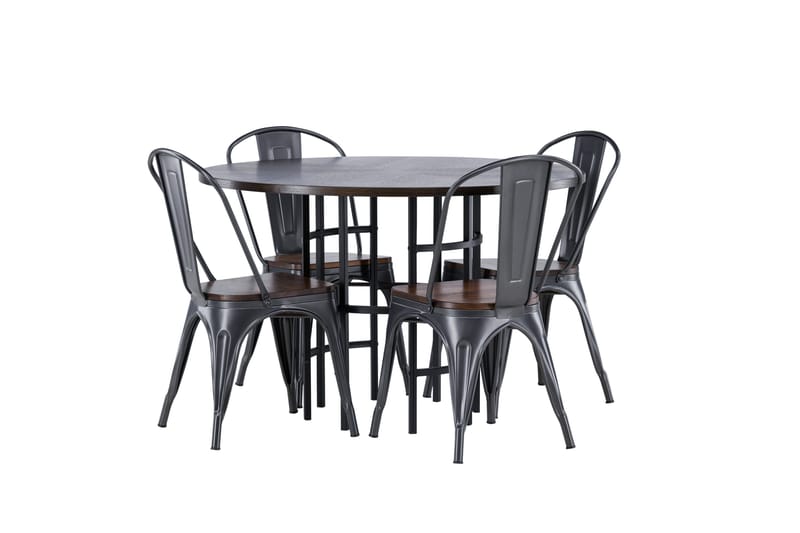 Copenhagen spisegruppe 115 cm rund med 4 Tempe stoler - Mokka - Møbler - Bord - Spisegrupper