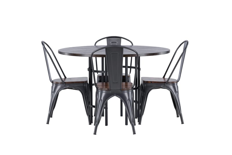 Copenhagen spisegruppe 115 cm rund med 4 Tempe stoler - Mokka - Møbler - Bord - Spisegrupper