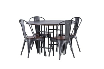 Copenhagen spisegruppe 115 cm rund med 4 Tempe stoler - Mokka - Møbler - Bord - Spisegrupper