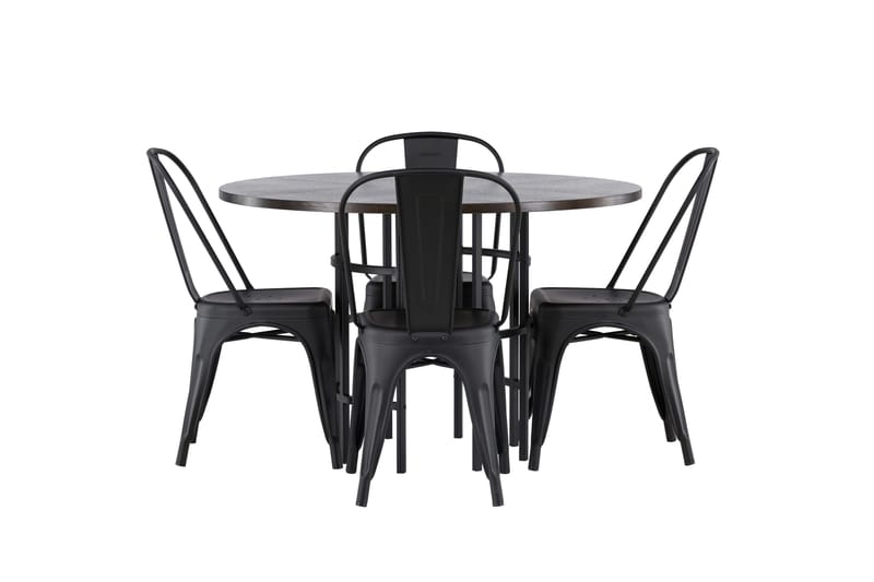 Copenhagen Spisegruppe 115 cm Rund med 4 Tempe Stoler, Svart