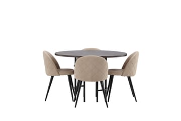 Copenhagen spisegruppe 115 cm rund med 4 Velvet-stoler - Beige - Møbler - Bord - Spisegrupper