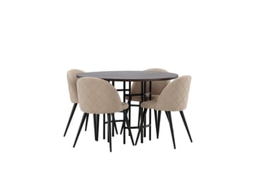 Copenhagen spisegruppe 115 cm rund med 4 Velvet-stoler - Beige - Møbler - Bord - Spisegrupper
