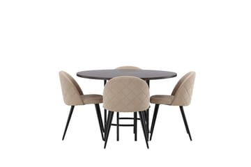 Copenhagen spisegruppe 115 cm rund med 4 Velvet-stoler - Beige - Møbler - Bord - Spisegrupper