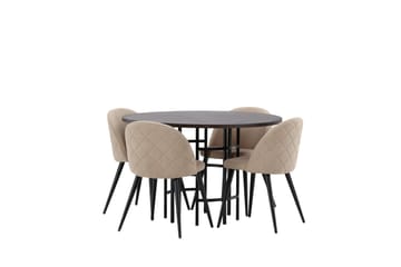 Copenhagen spisegruppe 115 cm rund med 4 Velvet-stoler - Beige - Møbler - Bord - Spisegrupper