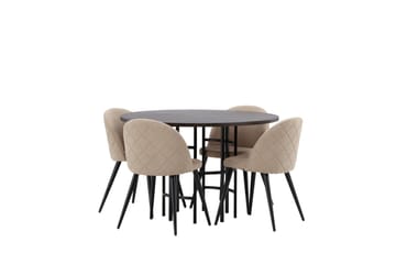 Copenhagen spisegruppe 115 cm rund med 4 Velvet-stoler - Beige - Møbler - Bord - Spisegrupper